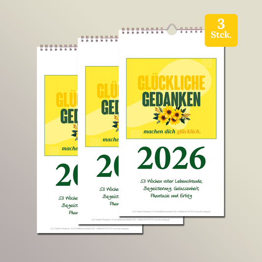 Wochenkalender 2026 mit 27 Postkarten - 3er-Set
