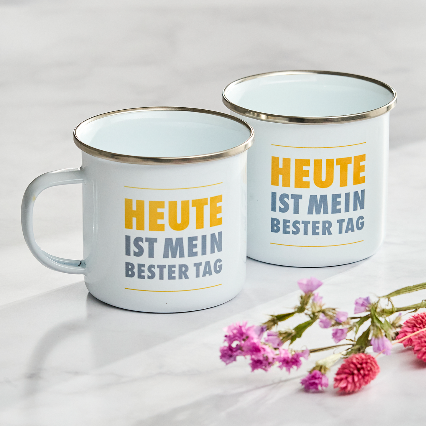 HEUTE ist mein bester Tag - Emaille-Tassen- 2er-Set