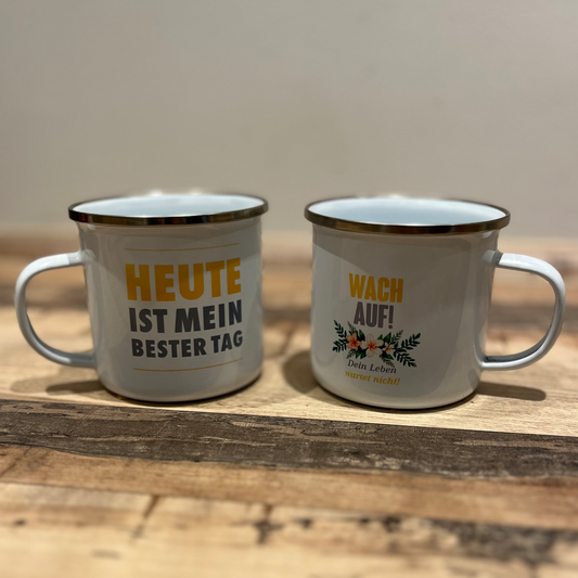 HEUTE ist mein bester Tag - Emaille-Tassen- 2er-Set